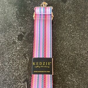 NWT Kedzie pink and purple striped interchangeable bag strap gold hardware